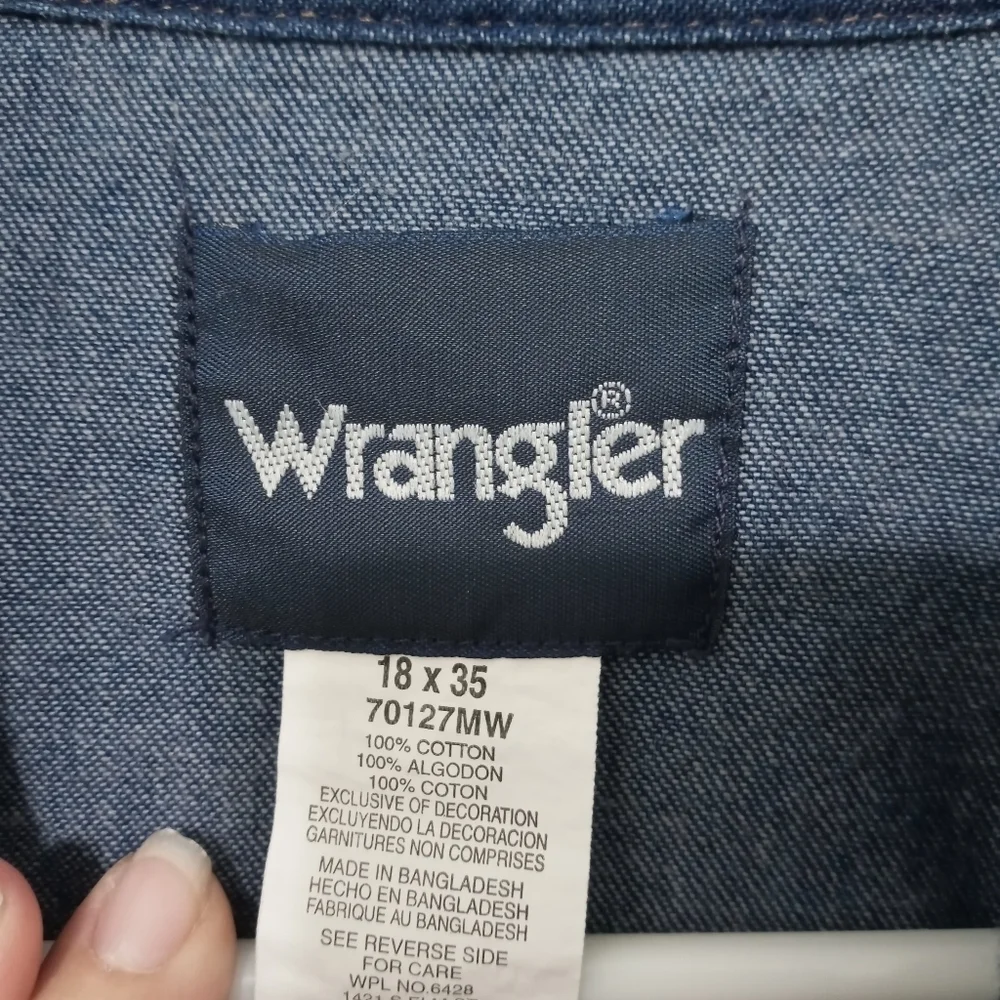 Wrangler pearl button long sleeve denim shirt jacket